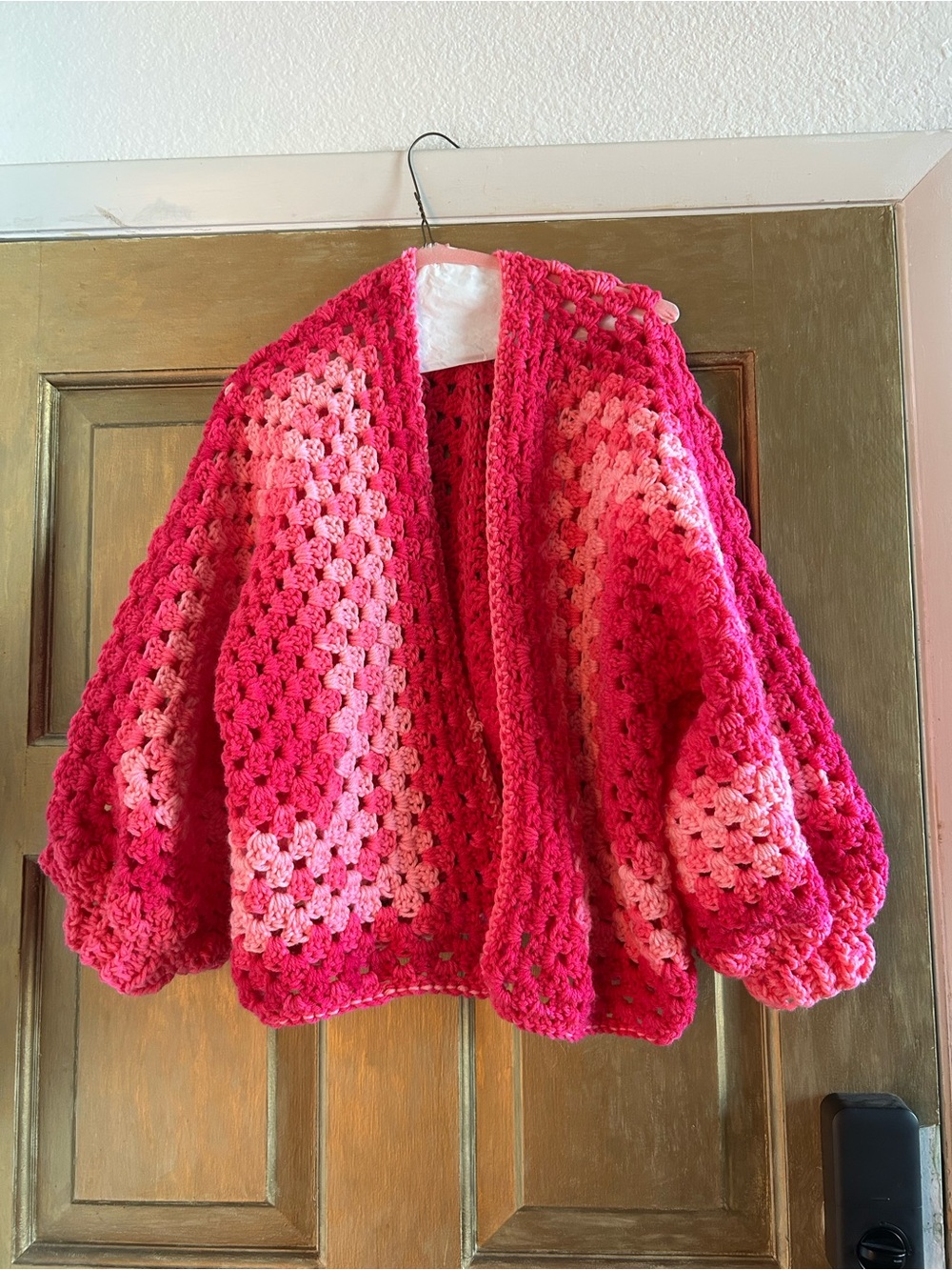 Pink crochet cardigan